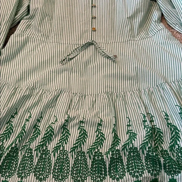 Lands' End Green Striped Dress with Floral Hem - Picture 10 of 12